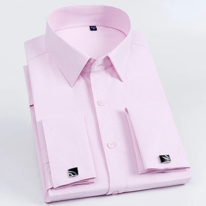 2023 French Cufflinks Suit Collar Korean Version Slim Fitting Shirt Long Sleeve Men's Tuxedo Party Wedding  Shirts