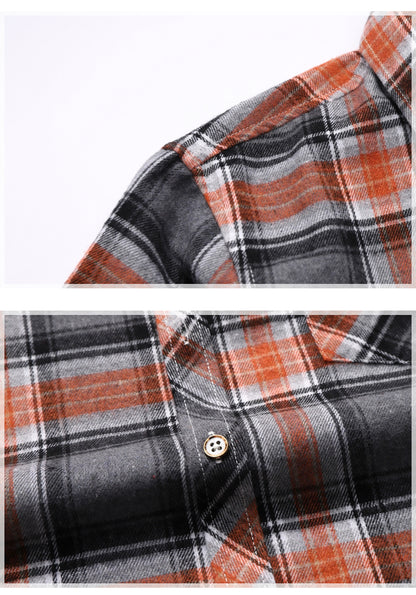 Striped Plaid Short-sleeved Shirt Men's Single-breasted Square Collar Cotton Shirts Summer Fashion Casual Camisa Men Chemise 7XL