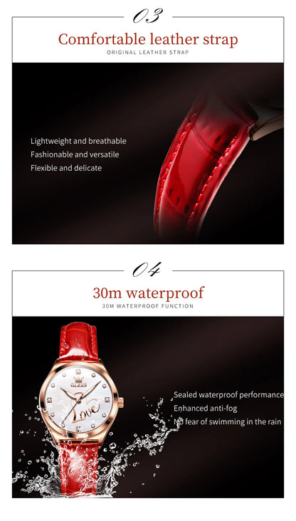 OLEVS Brand Watch Heart Shaped Waterproof Women's Quartz Watch 5580