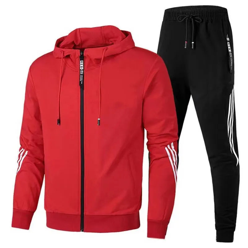 Men's Winter Tracksuit Set, Solid Color Hoodies and Drawstring Sweatpants, Loose Fit Leisure Sportswear Suit