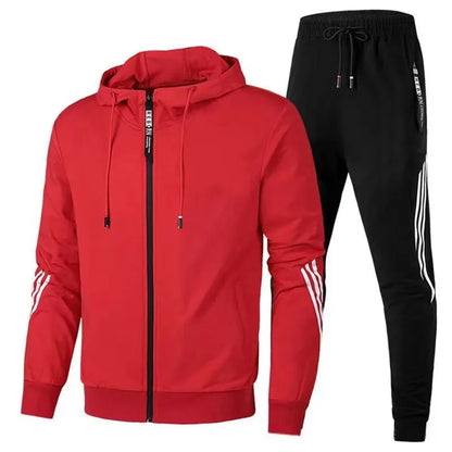 Men's Winter Tracksuit Set, Solid Color Hoodies and Drawstring Sweatpants, Loose Fit Leisure Sportswear Suit