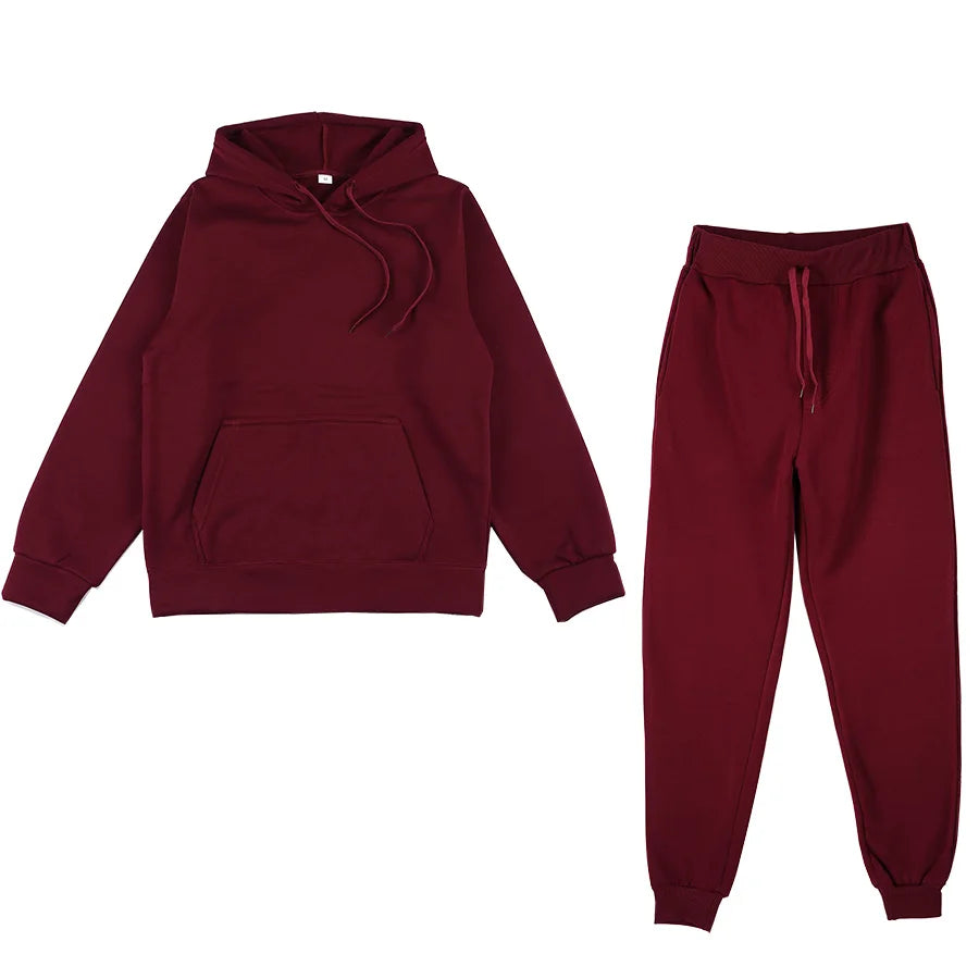 Fashion Tracksuit 2 Piece Set Autumn Winter Pullover Top + Long Pants Sports Suit Female Sweatshirt Sportswear Suit For Woman