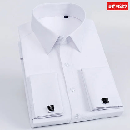 2023 French Cufflinks Suit Collar Korean Version Slim Fitting Shirt Long Sleeve Men's Tuxedo Party Wedding  Shirts