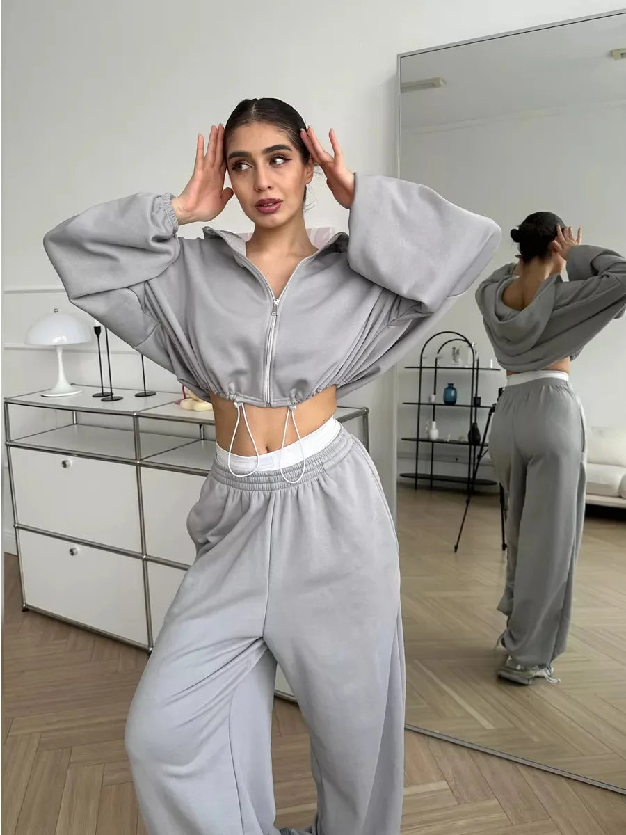 Hoodies Pant Two Piece Sets Women Tracksuit Set Autumn Pant Set Jogger Y2k Sweatshirts Sports Elastic Waist Pants Matching Sets