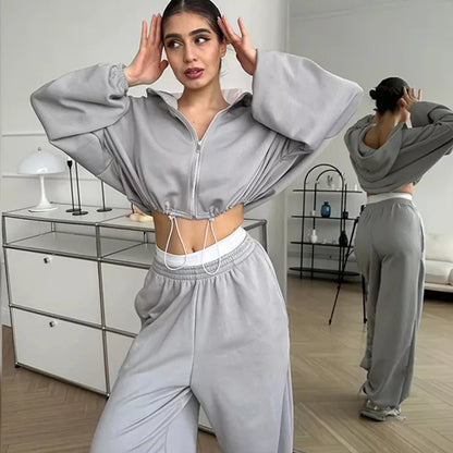 Hoodies Pant Two Piece Sets Women Tracksuit Set Autumn Pant Set Jogger Y2k Sweatshirts Sports Elastic Waist Pants Matching Sets