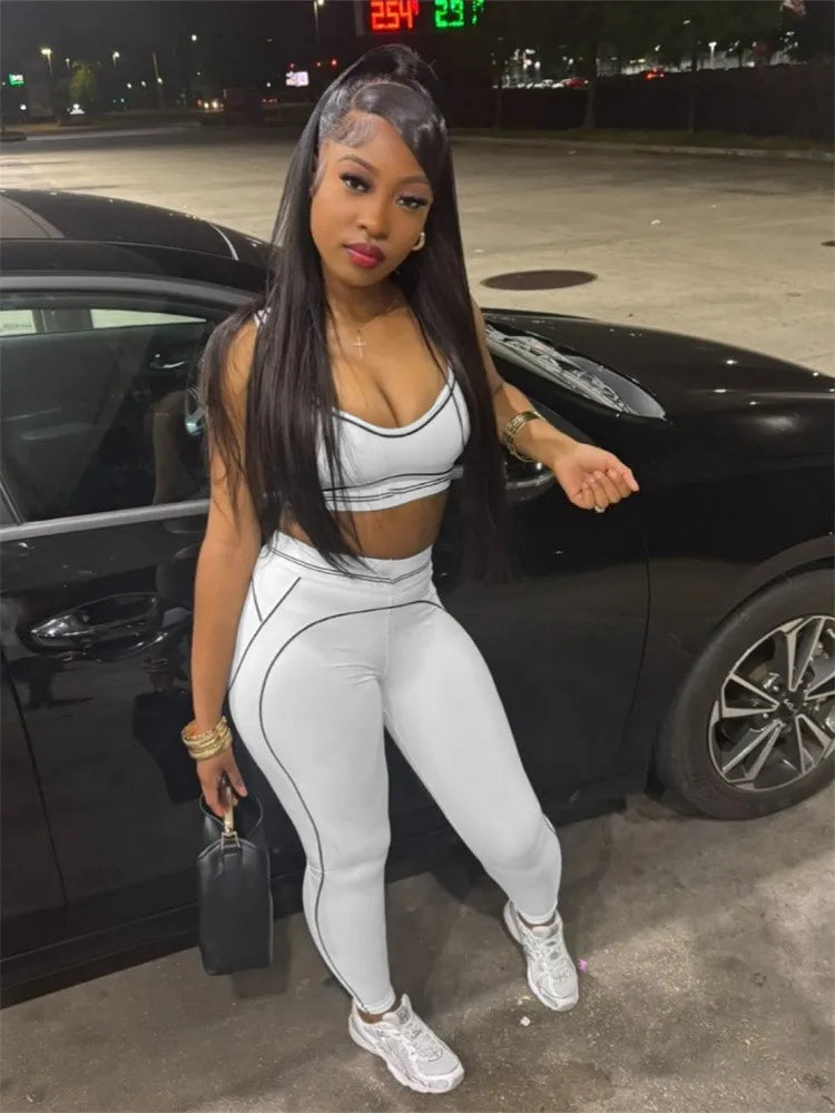 Summer And Spring New Sleeveless Tank Crop top Suits Tracksuits Women's Suits Fashion Pants Female Soild Yoga 2 Piece Sets 2025