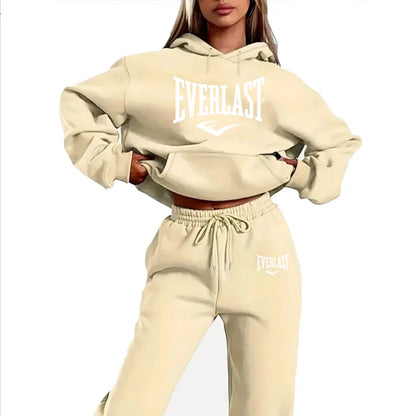 2025 New Women's 2-Piece Tracksuit Set, Hooded Pullover & Athletic Joggers, Sporty Streetwear Outfit, Casual Lounge Wear