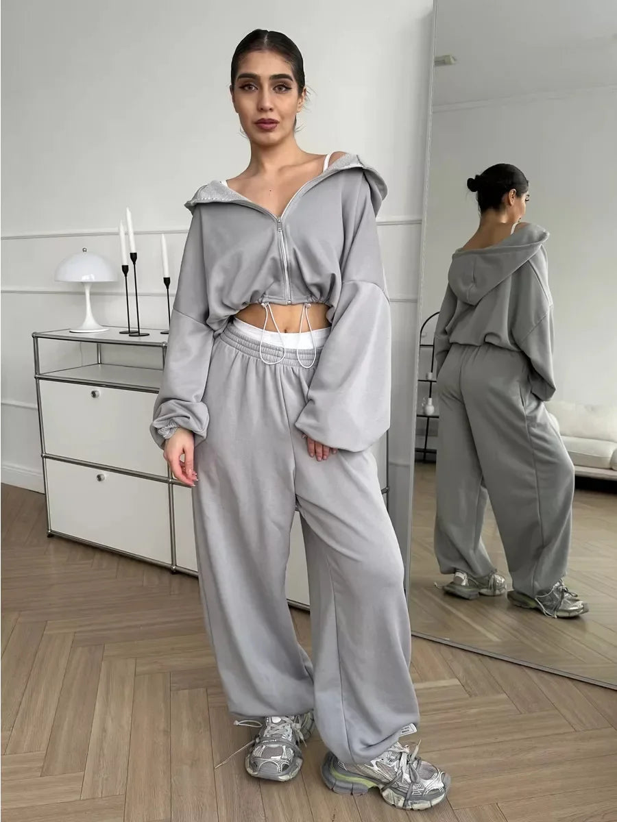 Hoodies Pant Two Piece Sets Women Tracksuit Set Autumn Pant Set Jogger Y2k Sweatshirts Sports Elastic Waist Pants Matching Sets