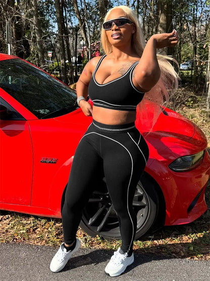 Summer And Spring New Sleeveless Tank Crop top Suits Tracksuits Women's Suits Fashion Pants Female Soild Yoga 2 Piece Sets 2025