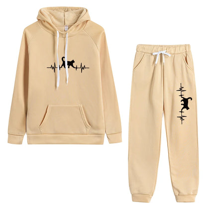 Woman Tracksuit Two Piece Set Winter Warm Hoodies+Pants Pullovers Sweatshirts Female Jogging Woman Clothing Sports Suit Outfits