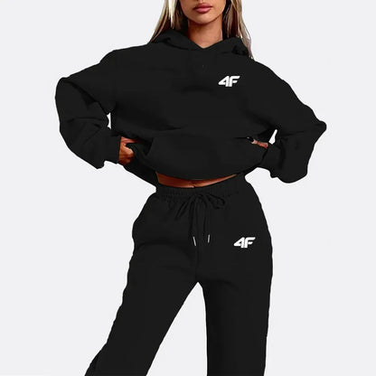 2025 New Women's 2-Piece Tracksuit Set, Hooded Pullover & Athletic Joggers, Sporty Streetwear Outfit, Casual Lounge Wear