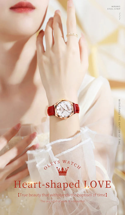OLEVS Brand Watch Heart Shaped Waterproof Women's Quartz Watch 5580
