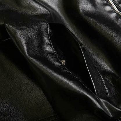 2024 Autumn New Women's Clothing European and American Style French Design Fashionable Versatile Textured Leather Jacket