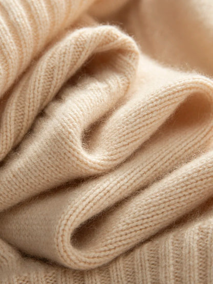 Women's 100% Cashmere Sweater Turtleneck Raglan Sleeve Pullover Autumn Winter Thick Casual Loose Style Cashmere Knitwear Korean
