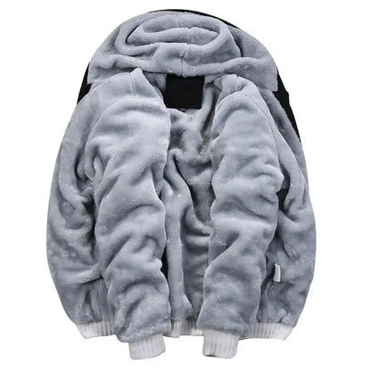New Fleece Men Set Fashion Brand Tracksuit Lined Thick Sweatshirt + Pants Sportswear Suit Male Winter Warm Hooded Outerwear Suit