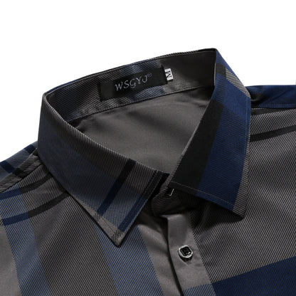 FGKKS 2023 Summer Short Sleeve Shirts for Men Fashion Tops Shirt Brand Striped Plaid Shirt Male
