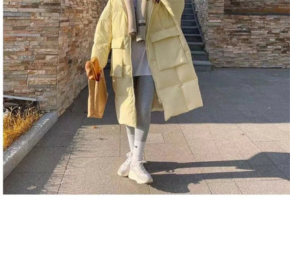 2024 New Korean Women's Jacket Winter Parkas Loose Hooded Cotton Padded Female Long Down Jacket Thicken Oversize Puffer Coats