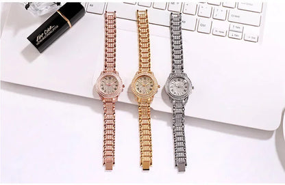 Diamond Women Watches Gold Watch Ladies Wrist Watches Luxury Brand Rhinestone Women Bracelet Watches Female Relogio Feminino