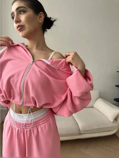 Hoodies Pant Two Piece Sets Women Tracksuit Set Autumn Pant Set Jogger Y2k Sweatshirts Sports Elastic Waist Pants Matching Sets