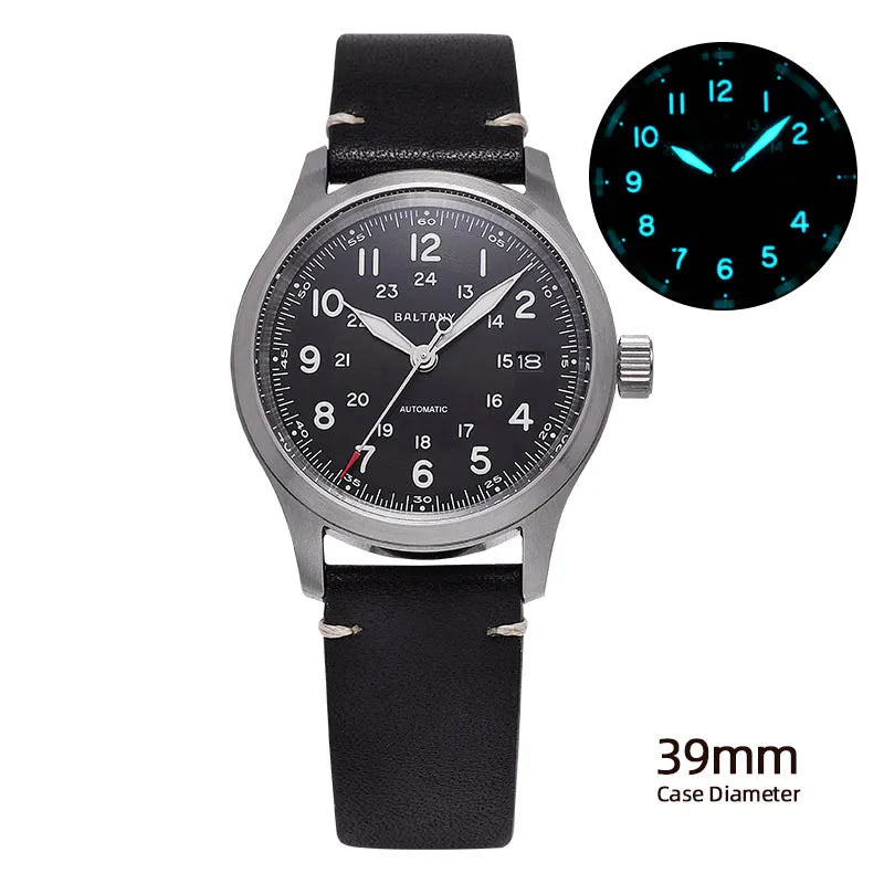 Baltany Calendar Field Wristwatches 32mm S2049 NH35 Sapphire Crystal Luminous 10ATM Stainless Steel Automatic Mechanical Watches