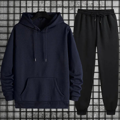 New Mens Tracksuit Solid Color Casual Sweatshirt Streetwear Sports Jogging Man Clothing Autumn Winter Single Piece Hoodies Pants