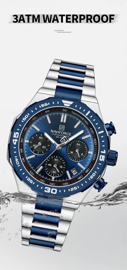 NAVIFORCE Fashion Watch For Men High Quality Luxury Stainless Steel Waterproof Classic Quartz Wristwatches Male Big Face Clock