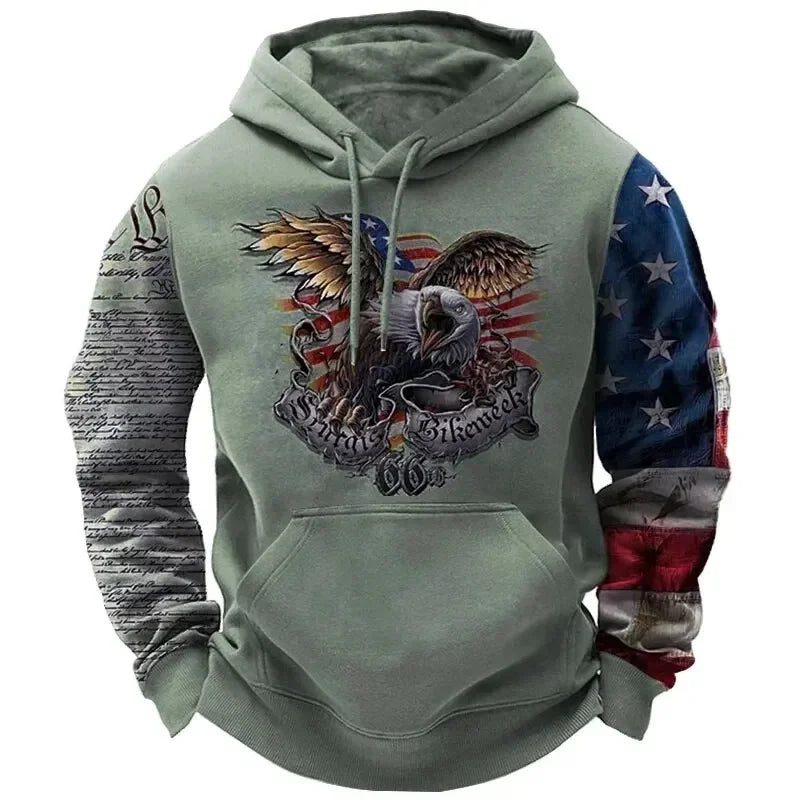 Vintage Men's Hoodie Yellowstone Park 3D Print Pullover Y2K Men's Tops Street Fashion Oversized Hoodie Casual Men's Clothing