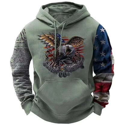 Vintage Men's Hoodie Yellowstone Park 3D Print Pullover Y2K Men's Tops Street Fashion Oversized Hoodie Casual Men's Clothing