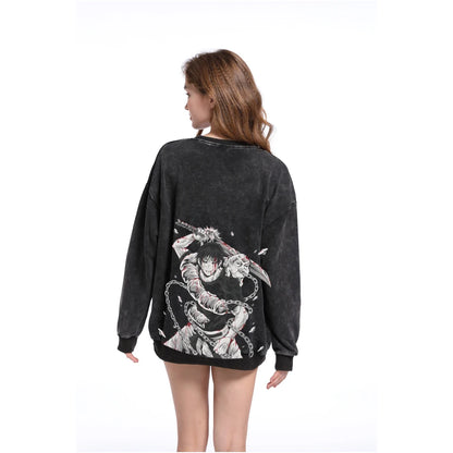 Jujutsu Kaisen Anime Zip Up Hoodies for Men Women 100%Cotton Toji Print Gothic Harajuku Zipper Sweatshirts Casual Manga Pullover