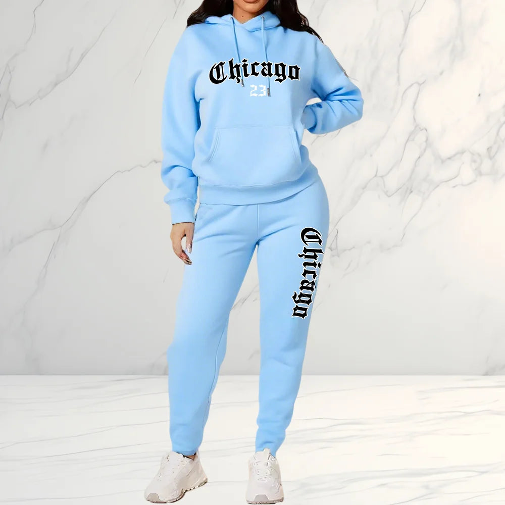 2025 Women's Letter Print Hoodie & Pants 2 Piece Set, Casual Sportswear Tracksuit for Streetwear Fashion and Daily Outerwear