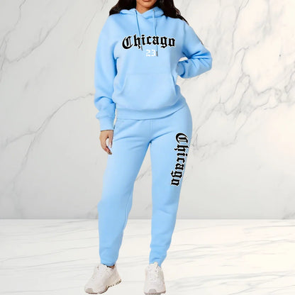 2025 Women's Letter Print Hoodie & Pants 2 Piece Set, Casual Sportswear Tracksuit for Streetwear Fashion and Daily Outerwear