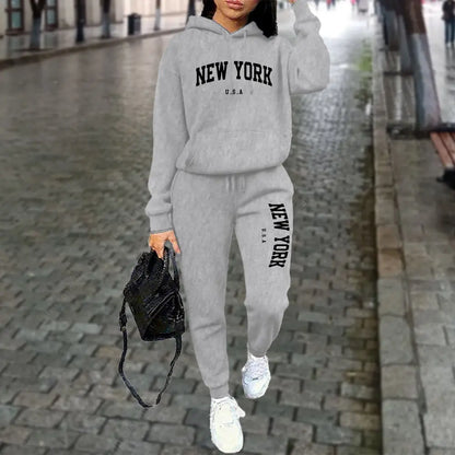 NEW YORK Women's Tracksuit Autumn Winter Hoodies Trousers 2PCS Suit Sports Jogging Street High quality Clothes Women Pants Sets