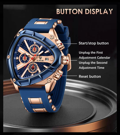 LIGE Chronograph Fashion Men's Casual Watches Stainless Steel Quartz Wrist Watch Man Calendar Male Sports Luminous Clock Relogio