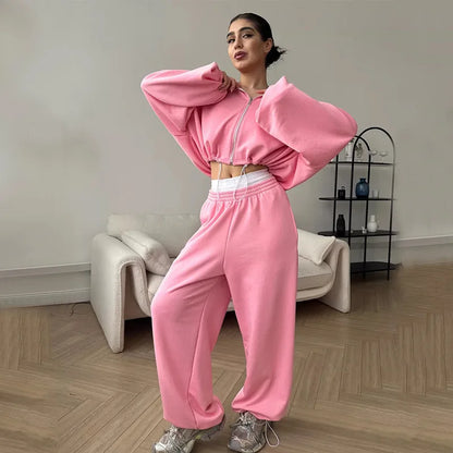 Hoodies Pant Two Piece Sets Women Tracksuit Set Autumn Pant Set Jogger Y2k Sweatshirts Sports Elastic Waist Pants Matching Sets