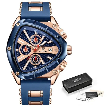 LIGE Chronograph Fashion Men's Casual Watches Stainless Steel Quartz Wrist Watch Man Calendar Male Sports Luminous Clock Relogio