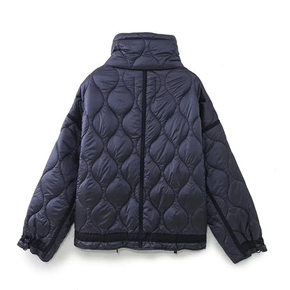 TRAFZA 2024 New Women Fashion Coat Long Sleeve Jackets With Drawstring Versatile Hight Street Outerwear Female Mujer Winter Coat