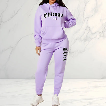 2025 Women's Letter Print Hoodie & Pants 2 Piece Set, Casual Sportswear Tracksuit for Streetwear Fashion and Daily Outerwear