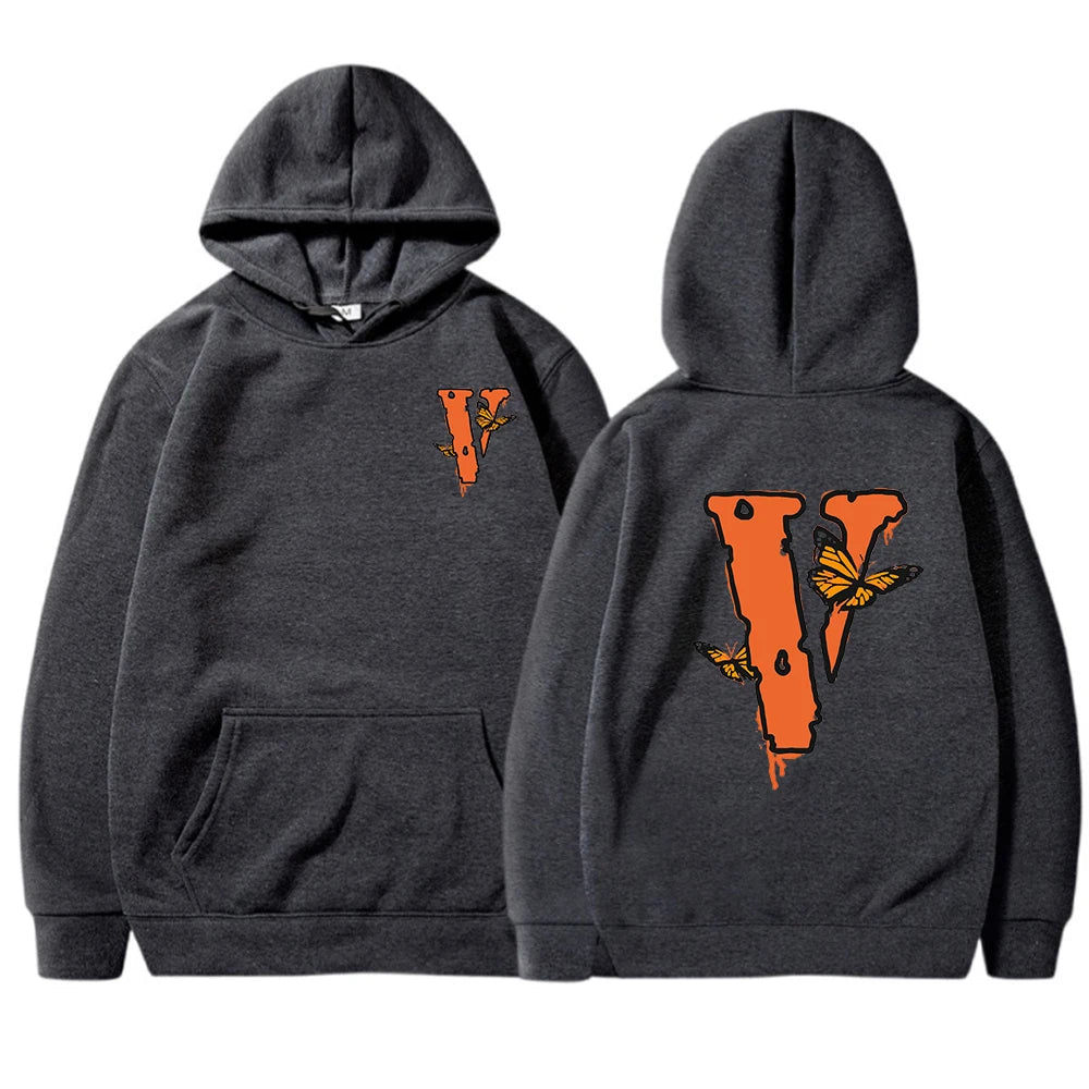 New Letter 2023 Autumn Winter Men's Black "V" Printing Casual Kangaroo Pocket Hoodie Hoodie Hoodie Gift Bestseller