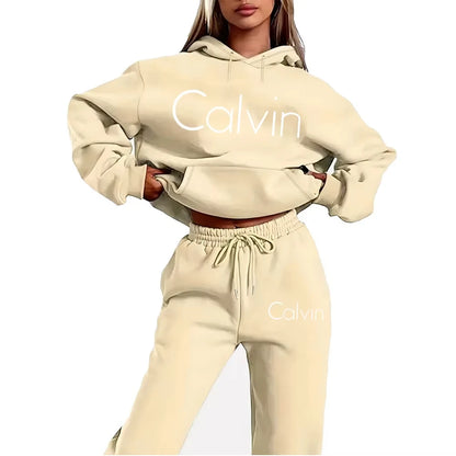 Letter Printed Women's Tracksuit Quality Two Piece Set for Women Fashion Jogging Sweatshirt Suit Drawstring Sports Daily Hooded