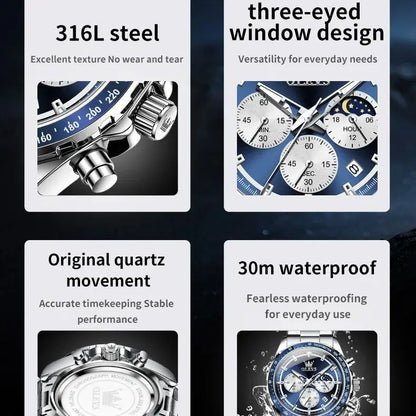 OLEVS Original Brand Men's Watches High Quality Stainless steel Waterproof Luminous Sports Date Watch for Man Reloj Hombre