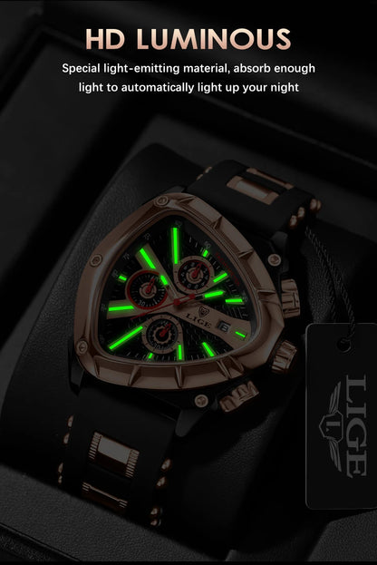 LIGE Chronograph Fashion Men's Casual Watches Stainless Steel Quartz Wrist Watch Man Calendar Male Sports Luminous Clock Relogio