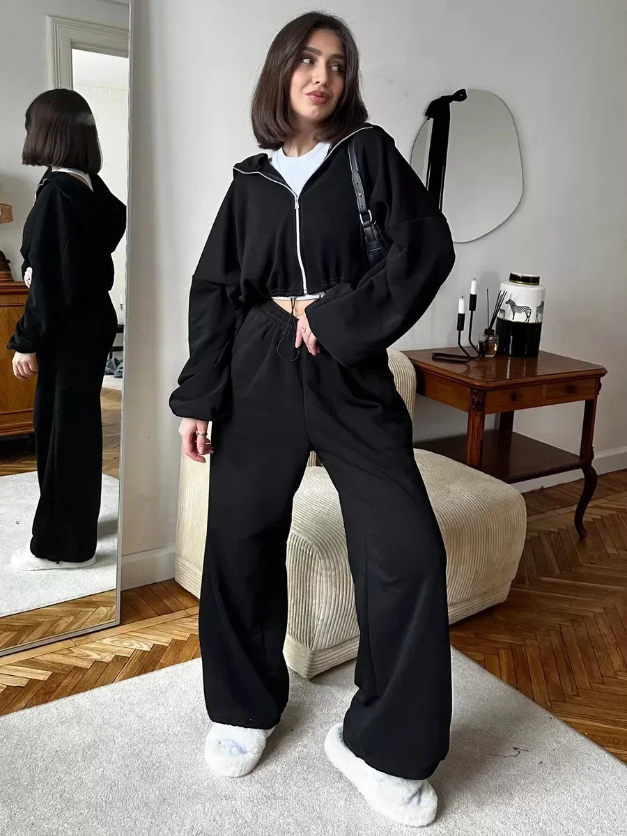 Hoodies Pant Two Piece Sets Women Tracksuit Set Autumn Pant Set Jogger Y2k Sweatshirts Sports Elastic Waist Pants Matching Sets