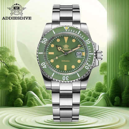 ADDIESDIVE New Watch For Men Quartz Wristwatch Ceramic Bezel Diving 200m Retro C3 Luminous 41mm Automatic Date Diver Men's Watch