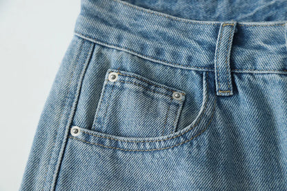 Curved Knife Cut Wide Leg Loose Jeans Look Slimmer 2024 Autumn Denim Pant