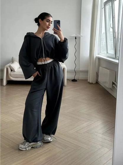 Hoodies Pant Two Piece Sets Women Tracksuit Set Autumn Pant Set Jogger Y2k Sweatshirts Sports Elastic Waist Pants Matching Sets