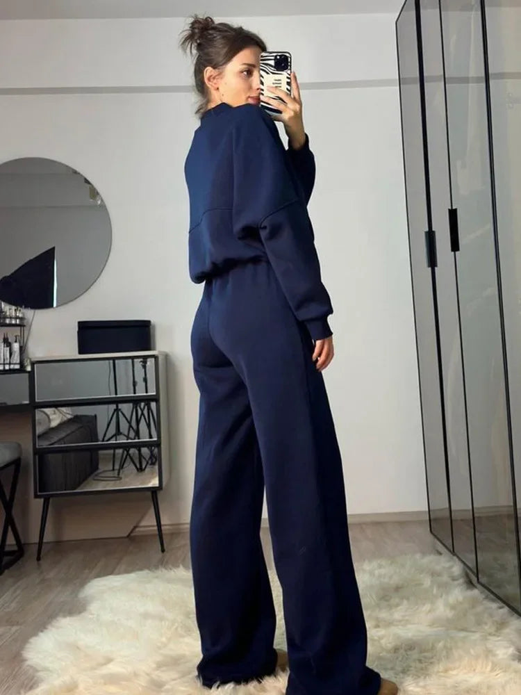 Autumn Winter Jacket Pant Two Piece Sets Women Pant Set Tracksuit Jogger Y2k Sweatshirts Sports Elastic Waist Pants Matching Set