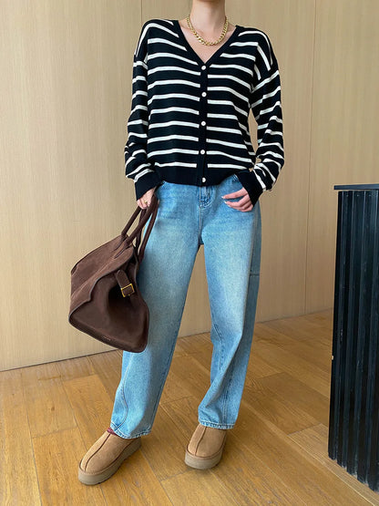 Curved Knife Cut Wide Leg Loose Jeans Look Slimmer 2024 Autumn Denim Pant