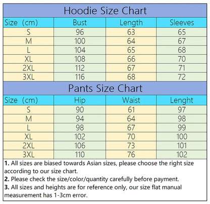 Womens Pants Suit Print Casual Hooded Sweatshirt Set Sports Jogging Woman Clothing AutumnWinter Office Home Tracksuit Street y2k