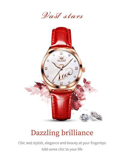 OLEVS Brand Watch Heart Shaped Waterproof Women's Quartz Watch 5580