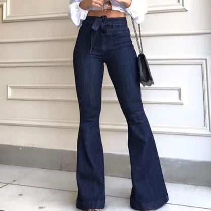 Women's Jeans Jeans Woman  Ripped Jeans for Women 2024 New High-waist Micro-elastic Lace-up Flared Pants Wide-leg Pants